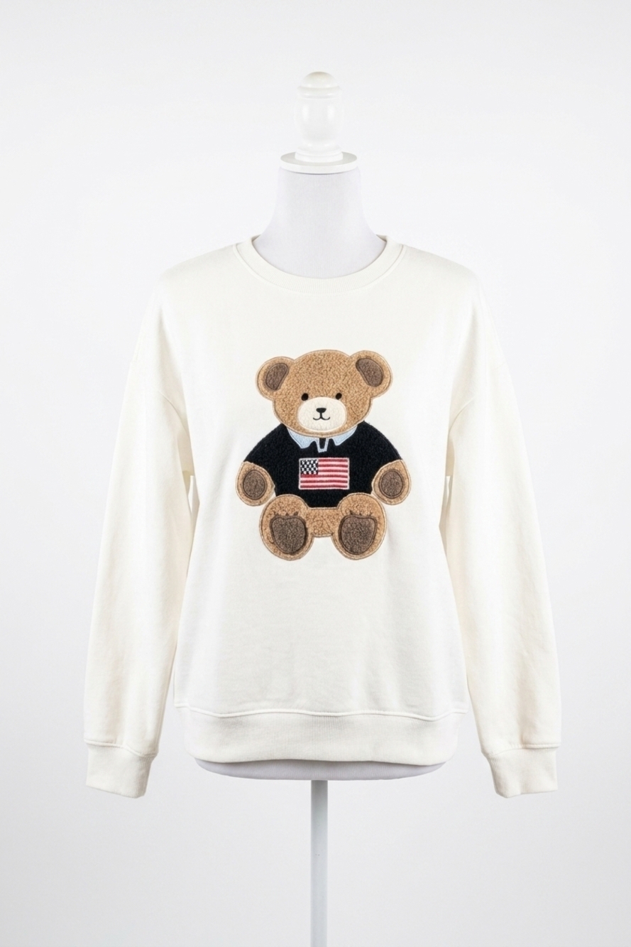 NEW VINTAGE HAVANA teddy surf wash sweater in white